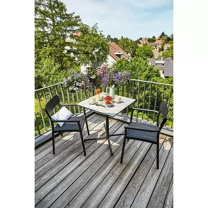 Sunfun Melina Balkontisch - L x B x H: 70 x 70 x 73 cm, Hochdruck-Schichtpressstoff (HPL), Schwarz, Klappbar - Stimmungsaufnahme