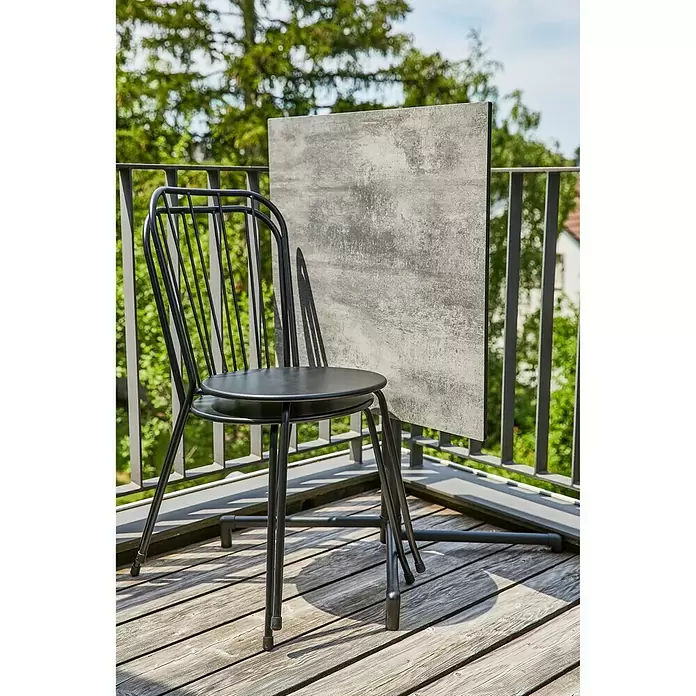 Sunfun Melina Balkontisch - L x B x H: 70 x 70 x 73 cm, Hochdruck-Schichtpressstoff (HPL), Schwarz, Klappbar - Stimmungsaufnahme