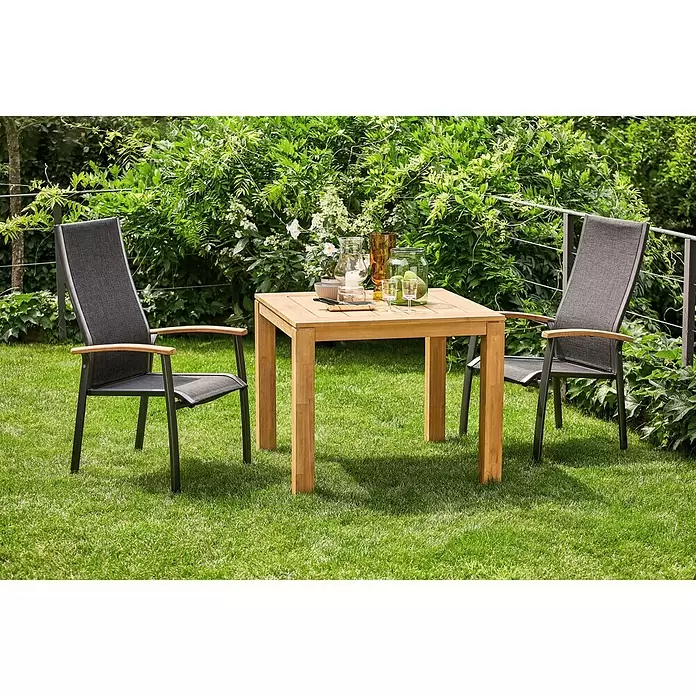 Sunfun Laura Gartentisch - L x B x H: 90 x 90 x 76 cm, Helles Teakholz - Stimmungsaufnahme