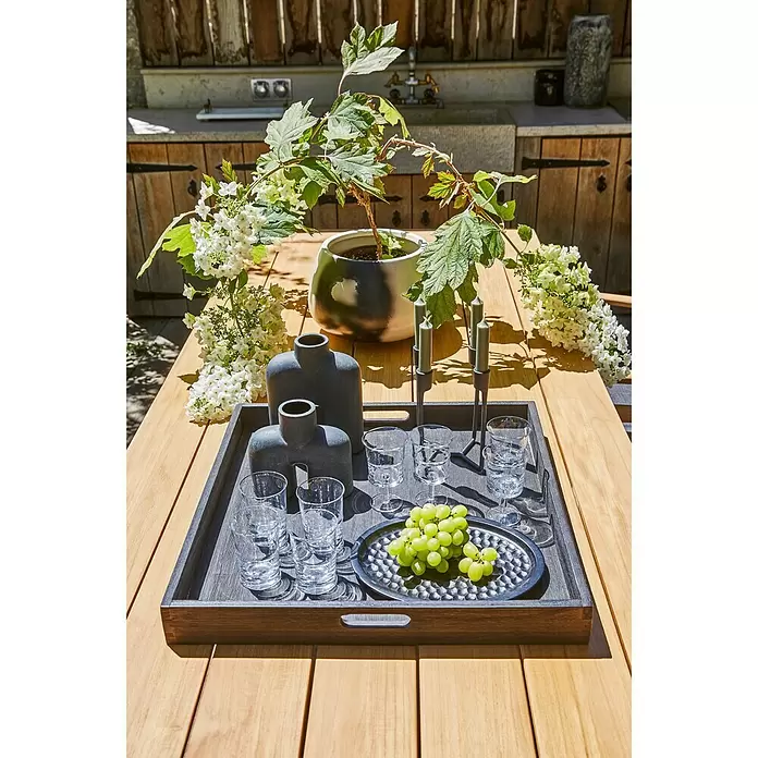 Sunfun Laura Tablett - 50 x 50 x 7 cm, Holz, Mattschwarz - Stimmungsaufnahme