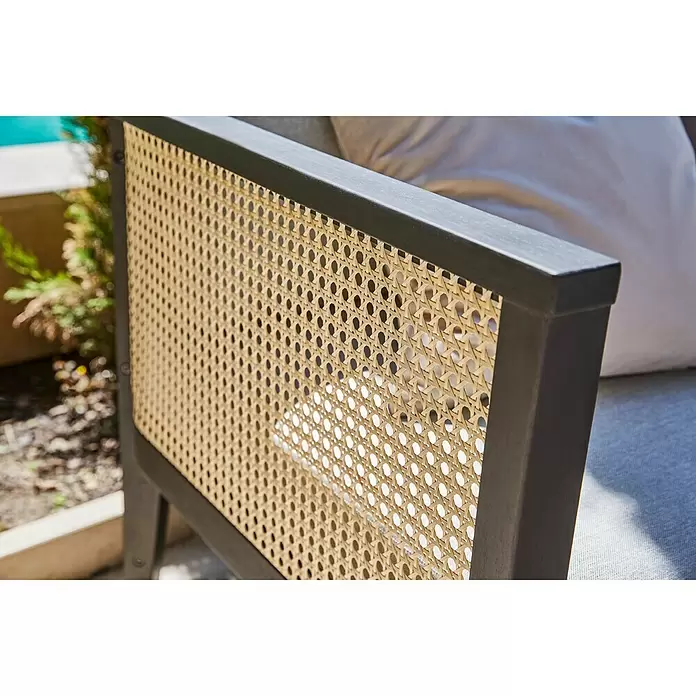 Sunfun Loungesessel Coralie - B x T x H: 72 x 71 x 73 cm, Mattschwarz/Grau - Detailaufnahme