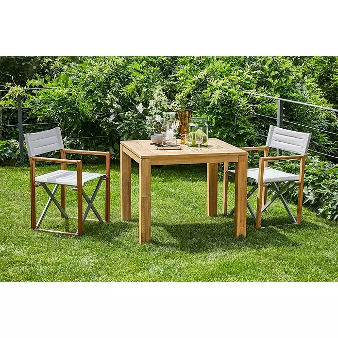 Sunfun Laura Gartentisch - L x B x H: 90 x 90 x 76 cm, Helles Teakholz - Stimmungsaufnahme