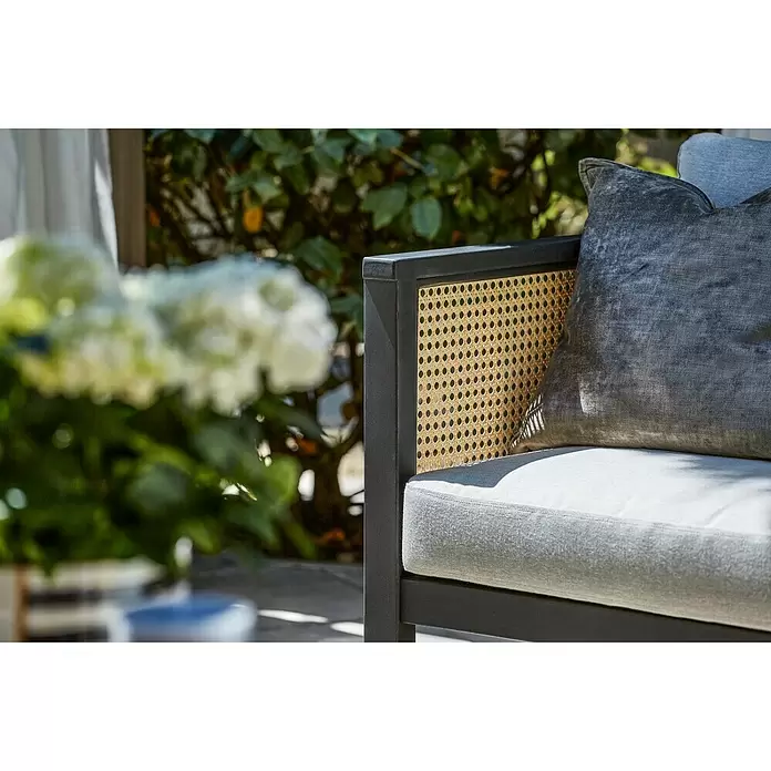 Sunfun Loungesessel Coralie - B x T x H: 72 x 71 x 73 cm, Mattschwarz/Grau - Detailaufnahme
