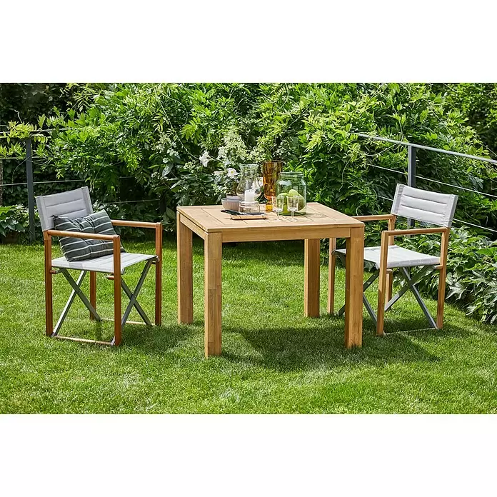 Sunfun Laura Gartentisch - L x B x H: 90 x 90 x 76 cm, Helles Teakholz - Stimmungsaufnahme