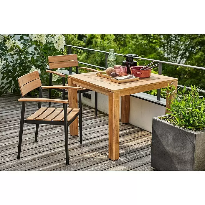 Sunfun Laura Gartentisch - L x B x H: 90 x 90 x 76 cm, Braun - Stimmungsaufnahme