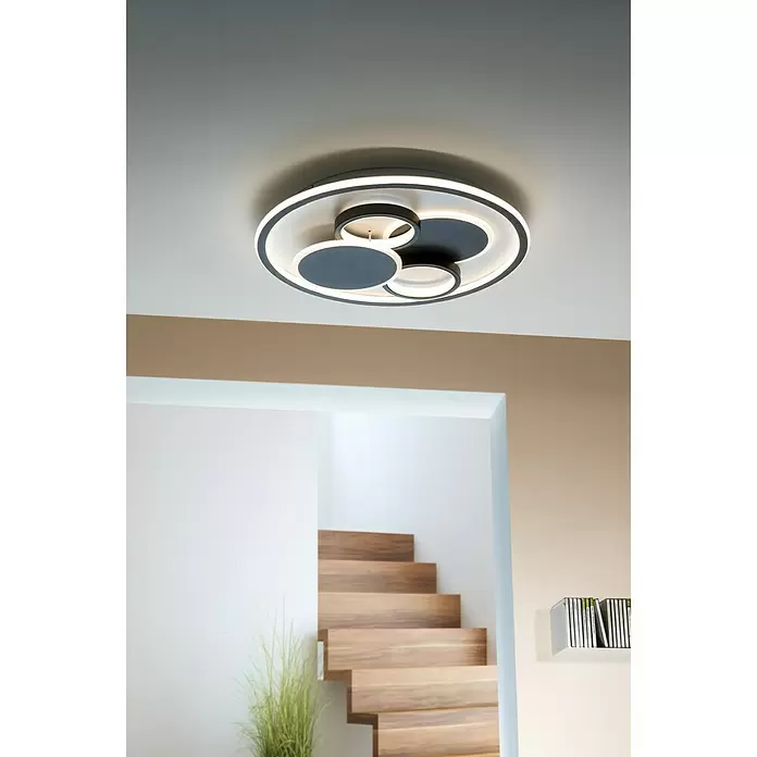 LED-Deckenleuchte Alvara - 43 W, Ø x H: 50 x 7 cm, Schwarz/Weiß, Warmweiß - Anwendungsbeispiel