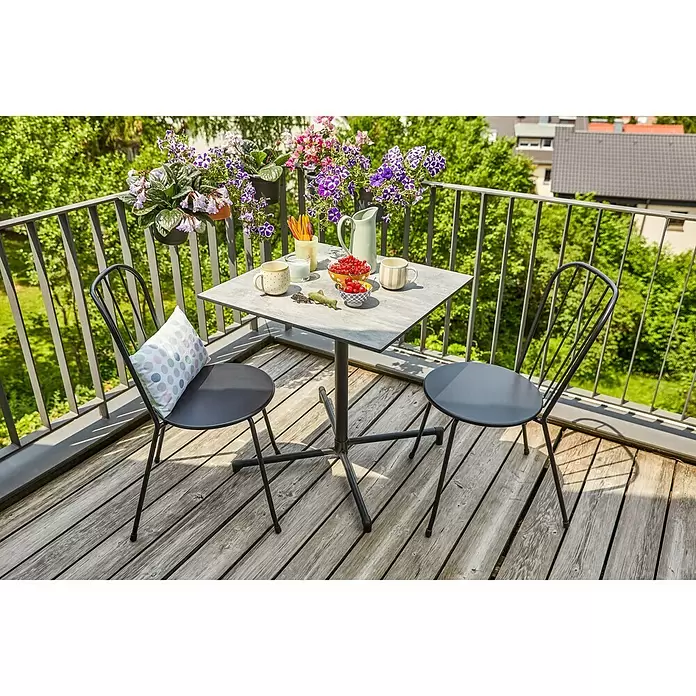 Sunfun Melina Balkontisch - L x B x H: 70 x 70 x 73 cm, Hochdruck-Schichtpressstoff (HPL), Schwarz, Klappbar - Stimmungsaufnahme
