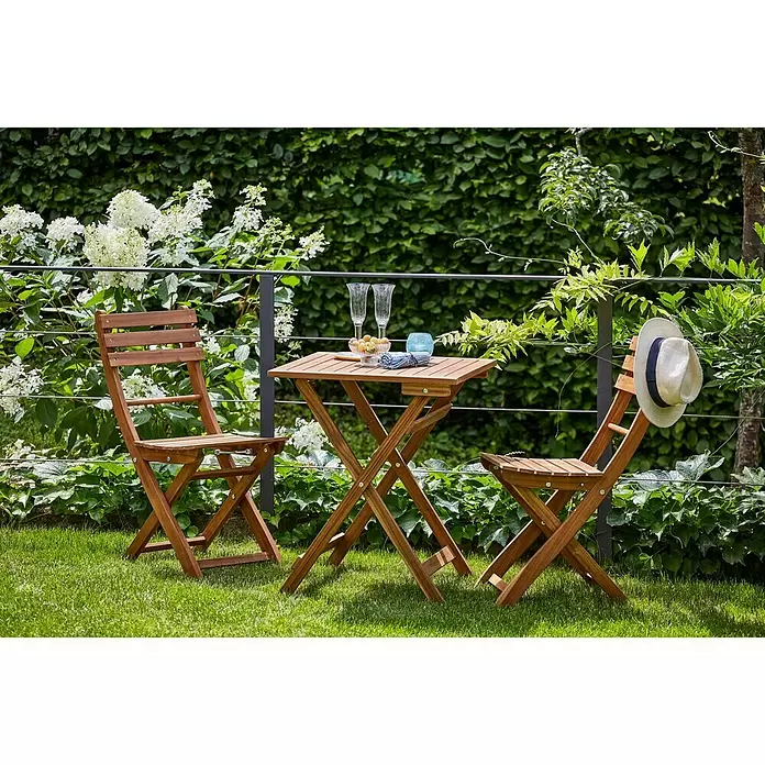Sunfun Balkonmöbel-Set - 3 -tlg., Akazie, Naturbraun - Stimmungsaufnahme