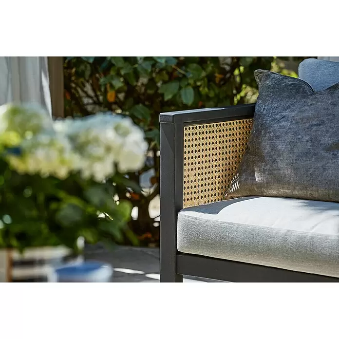 Sunfun Loungesofa Coralie - B x T x H: 134 x 71 x 73 cm, Mattschwarz/Grau - Detailaufnahme