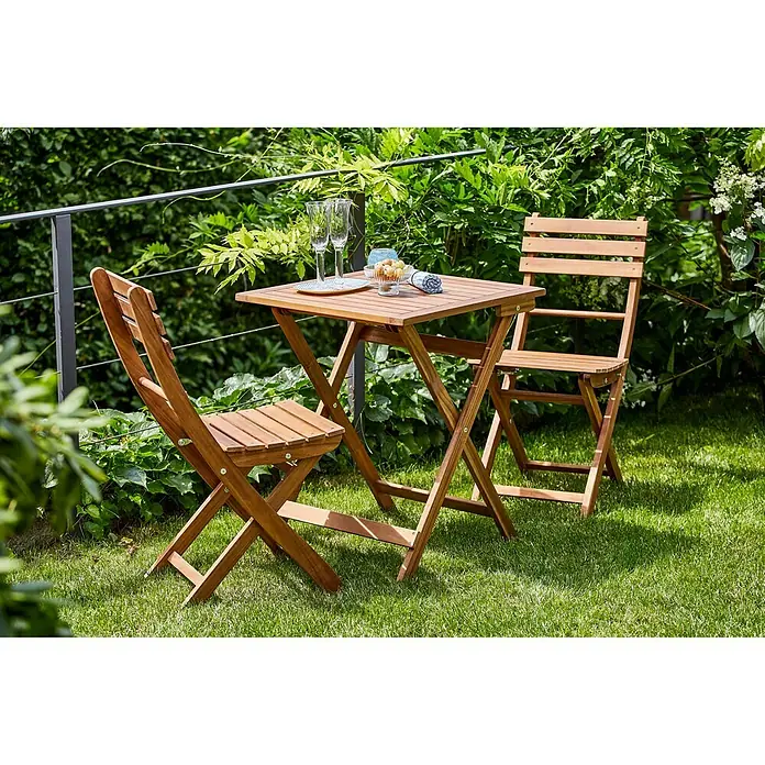Sunfun Balkonmöbel-Set - 3 -tlg., Akazie, Naturbraun - Stimmungsaufnahme