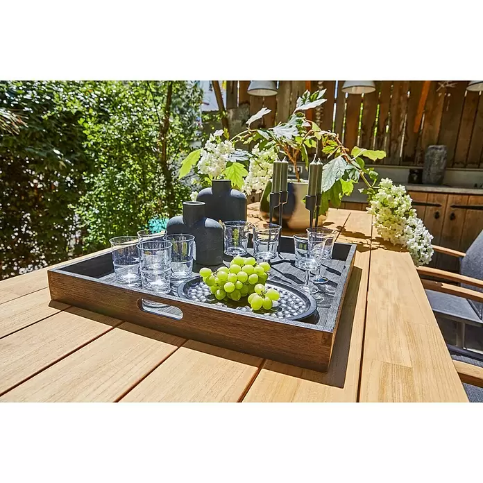 Sunfun Laura Tablett - 50 x 50 x 7 cm, Holz, Mattschwarz - Stimmungsaufnahme