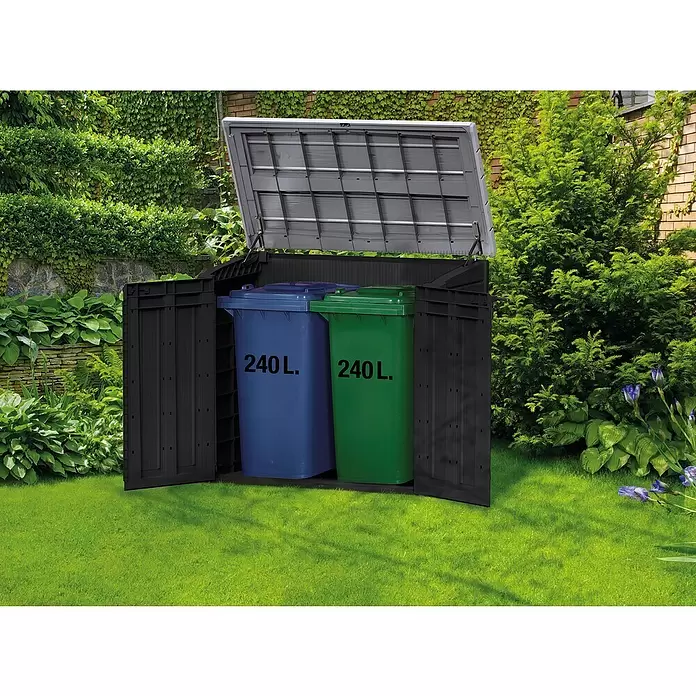 Keter Aufbewahrungsbox Store it out Max - L x B x H: 145,5 x 82 x 125 cm, Kunststoff, Anthrazit/Grau - Anwendungsbeispiel