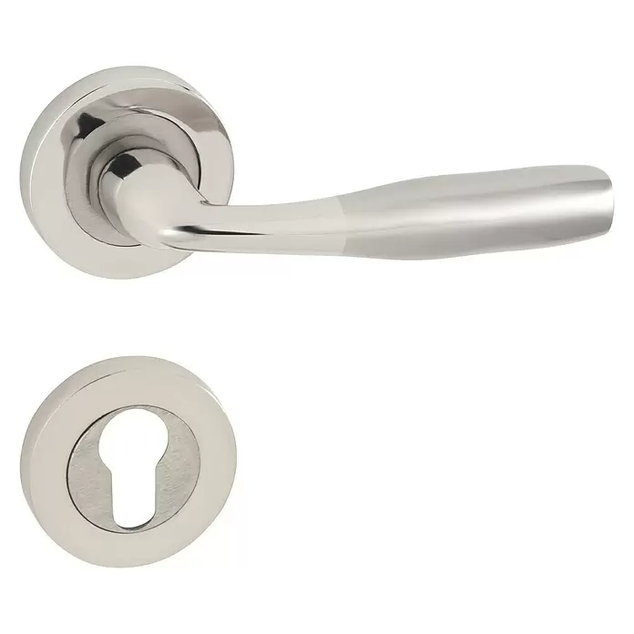 Set kvaka za vrata Akasya - Cilindarski profil PZ, Aluminij - Pogled sprijeda