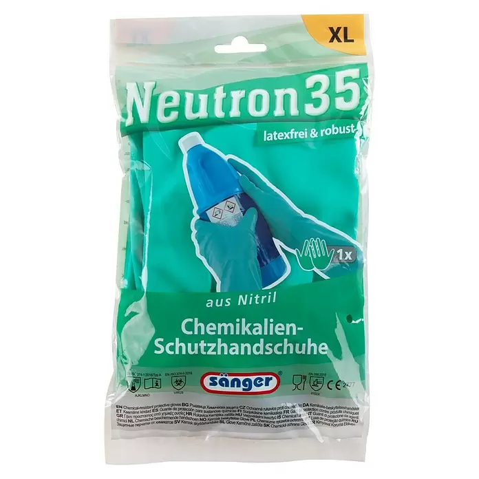 Sänger Schutzhandschuhe Neutron 35 - Größe: XL, Grün, Nitril - Vorderansicht