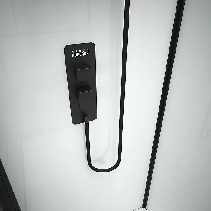 Komplettdusche Graphic 110 - 80 x 110 x 230 cm, Weiß/Schwarz - Detailaufnahme