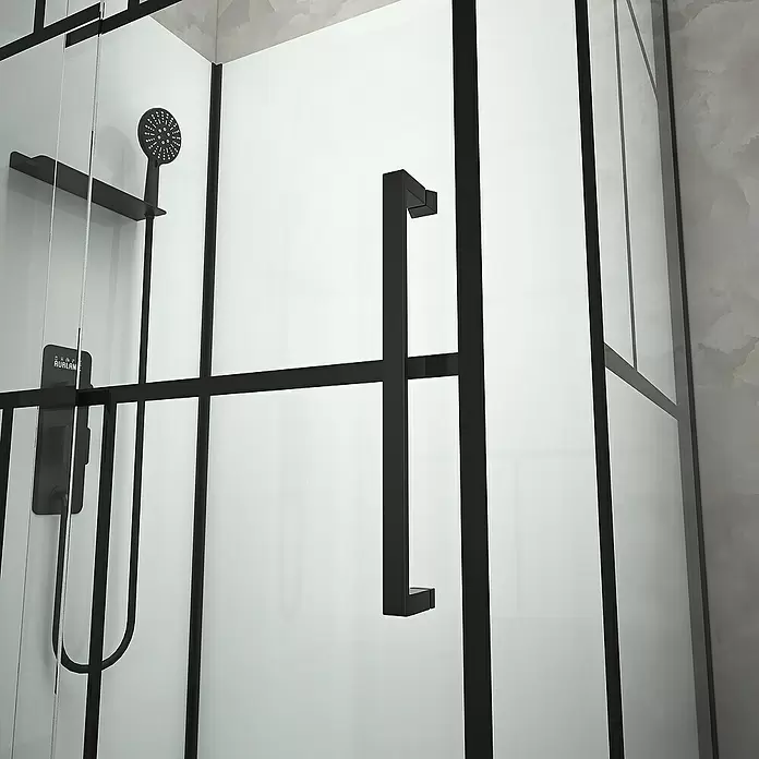 Komplettdusche Graphic 110 - 80 x 110 x 230 cm, Weiß/Schwarz - Detailaufnahme