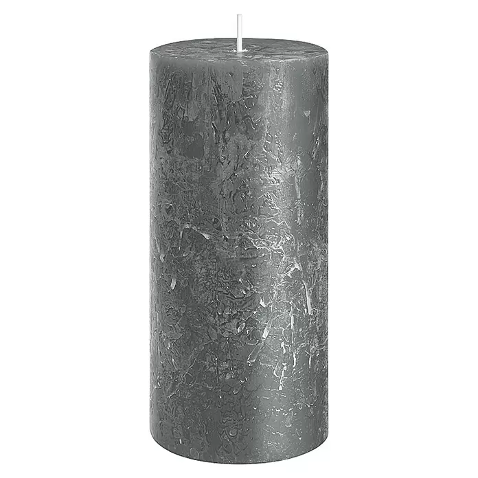 Stumpenkerze Rustic Safe - Ø x H: 10 x 20 cm, Anthrazit - Vorderansicht