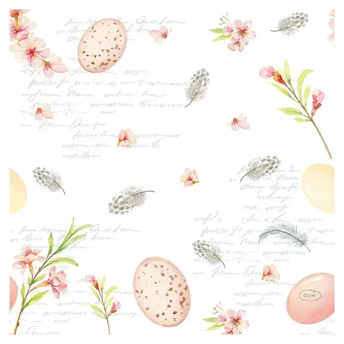 Duni Serviette - 20 Stk., 33 x 33 cm, Eggs & Feathers - Draufsicht