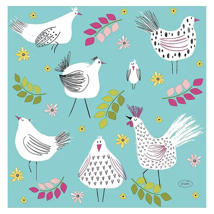 Duni Serviette - 20 Stk., 33 x 33 cm, Hen Parade - Draufsicht