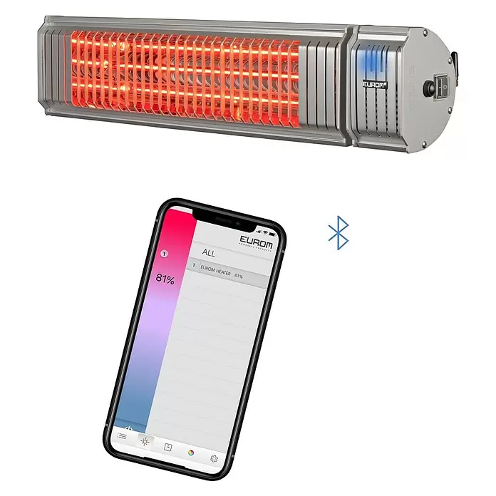 Eurom Terrasverwarming Golden 2000 Amber Smart - 18,3 x 56,5 x 13,5 cm, 2.000 W, Grijs - Diagonaal zicht