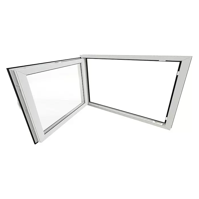 Solid Elements Kellerfenster - B x H: 90 x 60 cm, DIN Anschlag: Links, Weiß - Diagonale Ansicht