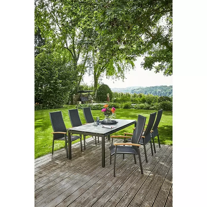 Sunfun Melina Vrtni stol - D x Š x V: 200 x 100 x 74 cm, Visokotlačno prešani laminat (HPL), Crne boje - Živopisni prikaz