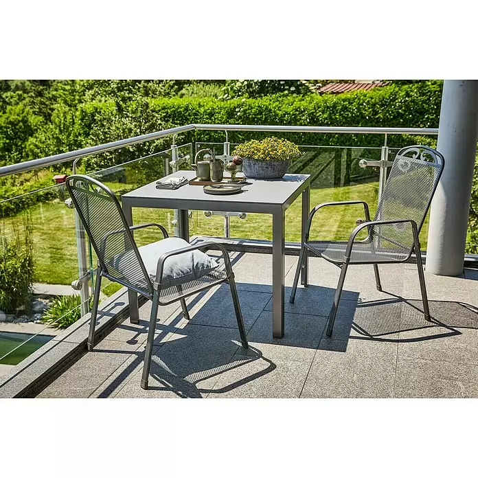 Sunfun Maja Mesa de balcón - 90 x 90 x 74 cm, Aluminio - Foto ambiente