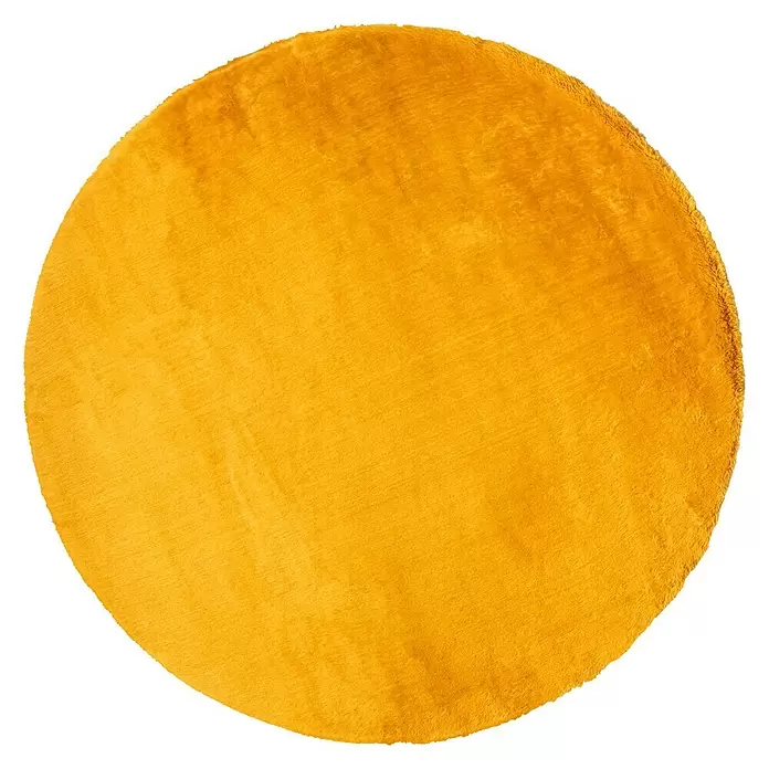 Teppich rund Candy - Senfgelb, Durchmesser: 140 cm, 100 % Polyester - Vorderansicht