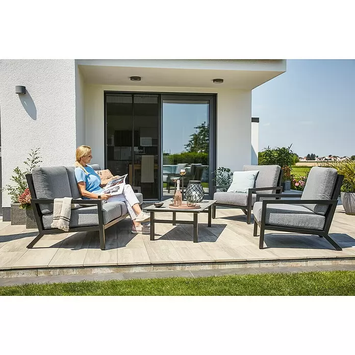 Sunfun Melina Loungetisch - L x B x H: 135 x 67 x 36 cm, Hochdruck-Schichtpressstoff (HPL), Schwarz - Anwendungsbeispiel