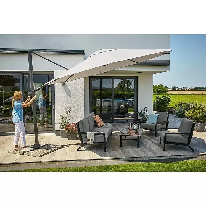 Sunfun Melina Ampelschirmgestell - Durchmesser: 400 cm, Aluminium, Rund - Stimmungsaufnahme