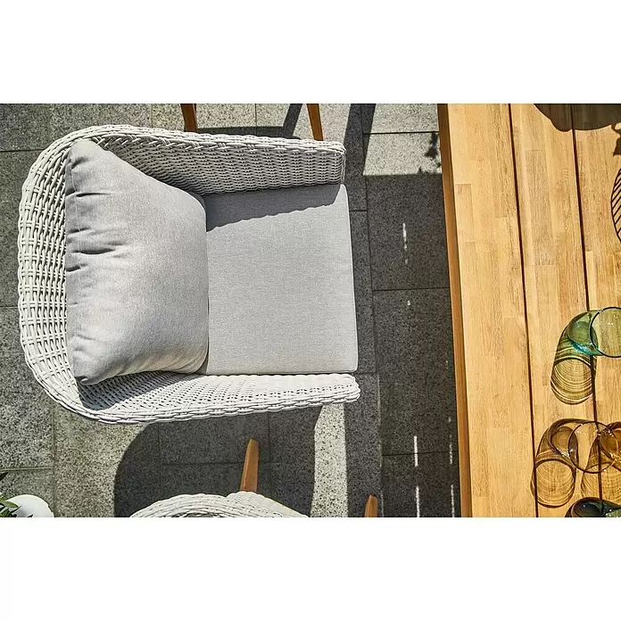 Sunfun Gartensessel Paula - B x T x H: 60 x 65 x 81 cm, Kunststoffgeflecht, Hellgrau, Braun - Detailaufnahme