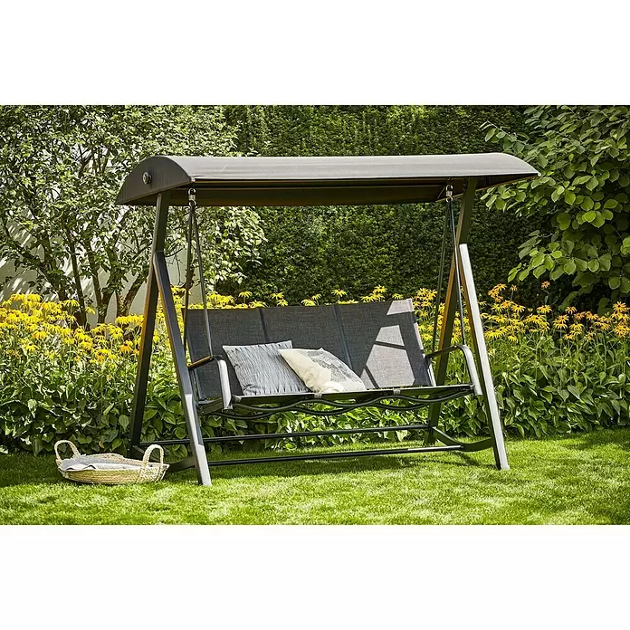 Sunfun Melina Hollywoodschaukel - B x T x H: 209 x 113 x 171 cm, Schwarz - Stimmungsaufnahme