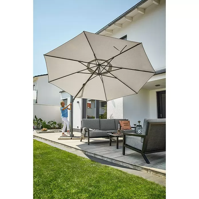 Sunfun Melina Ampelschirmgestell - Durchmesser: 400 cm, Aluminium, Rund - Stimmungsaufnahme