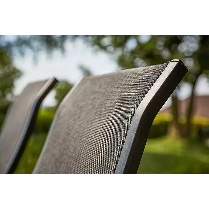 Sunfun Melina Sklopiva stolica s pozicijama - Š x D x V: 63 x 69 x 110 cm, tikovina/tekstil/aluminij, Crne boje, S podesivim naslonom za leđa - Detaljan prikaz
