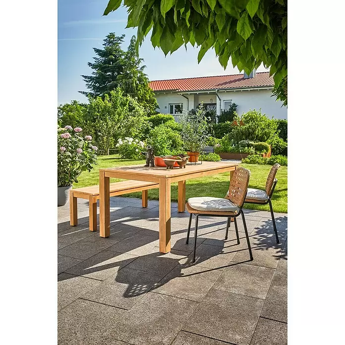 Sunfun Laura Gartentisch - L x B x H: 160 x 90 x 76 cm, Helles Teakholz - Stimmungsaufnahme