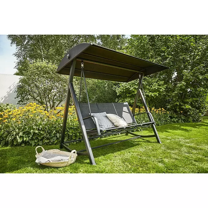 Sunfun Melina Hollywoodschaukel - B x T x H: 209 x 113 x 171 cm, Schwarz - Stimmungsaufnahme