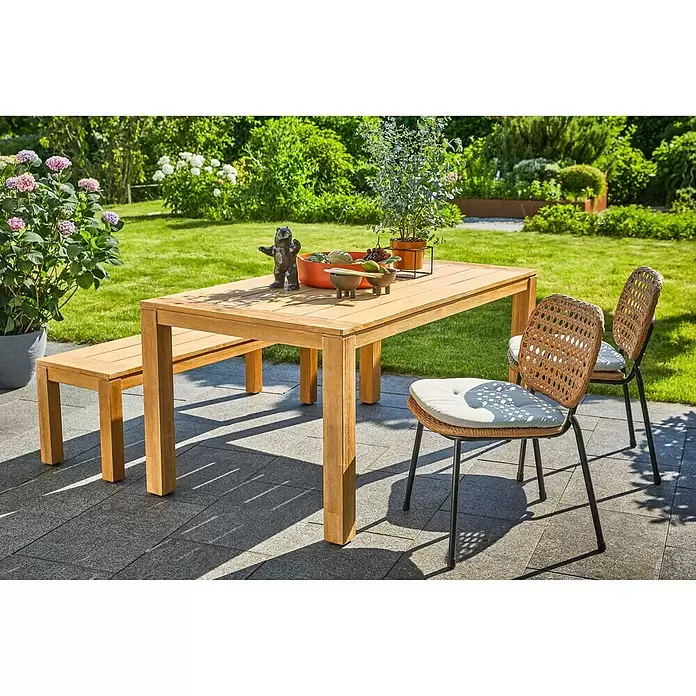 Sunfun Laura Gartentisch - L x B x H: 160 x 90 x 76 cm, Helles Teakholz - Stimmungsaufnahme