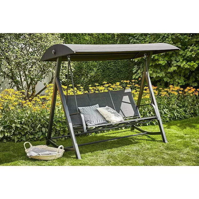 Sunfun Melina Hollywoodschaukel - B x T x H: 209 x 113 x 171 cm, Schwarz - Stimmungsaufnahme