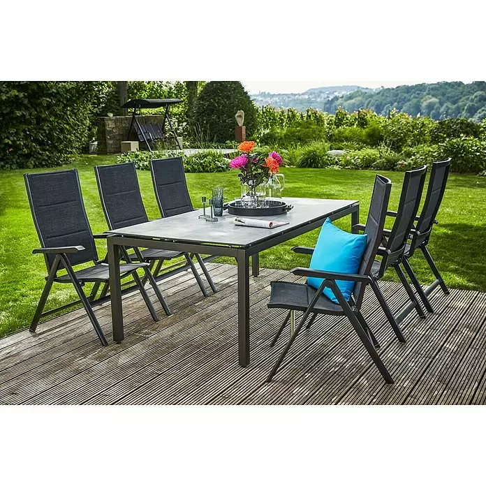 Sunfun Melina Vrtni stol - D x Š x V: 200 x 100 x 74 cm, Visokotlačno prešani laminat (HPL), Crne boje - Živopisni prikaz