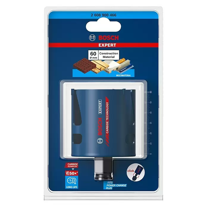 Bosch Professional Expert Sierra de corona Construction Material - Diámetro: 60 mm, Carburo de tungsteno - Vista frontal