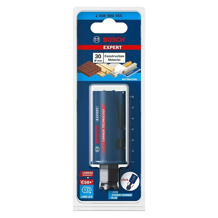 Bosch Professional Expert Sierra de corona Construction Material - Diámetro: 30 mm, Carburo de tungsteno - Vista frontal