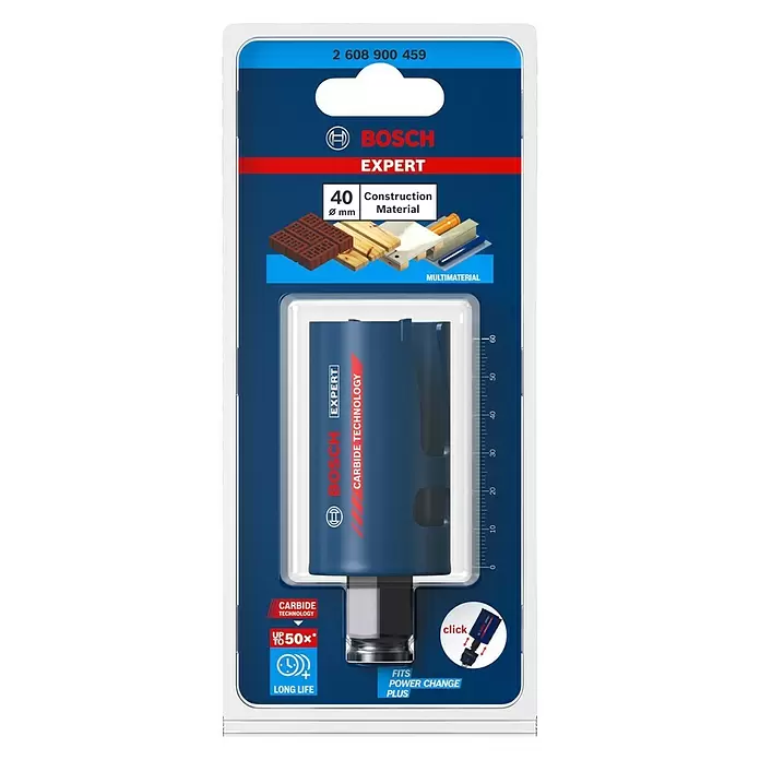 Bosch Professional Expert Sierra de corona Construction Material - Diámetro: 40 mm, Carburo de tungsteno - Vista frontal