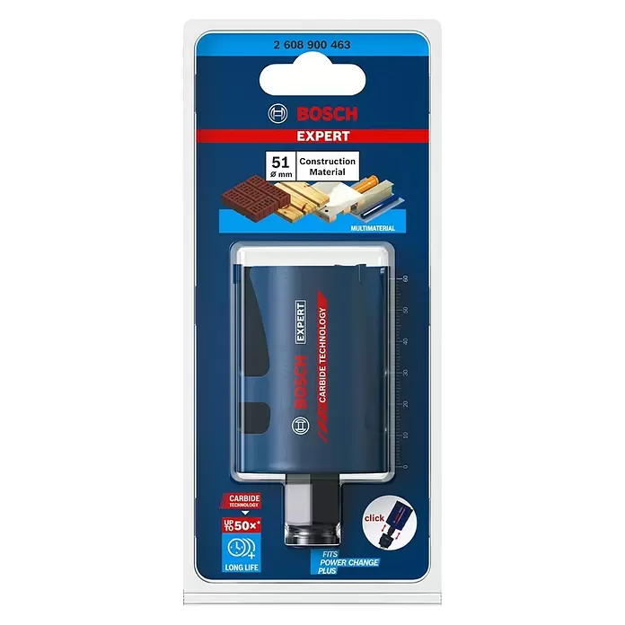 Bosch Professional Expert Sierra de corona Construction Material - Diámetro: 51 mm, Carburo de tungsteno - Vista frontal