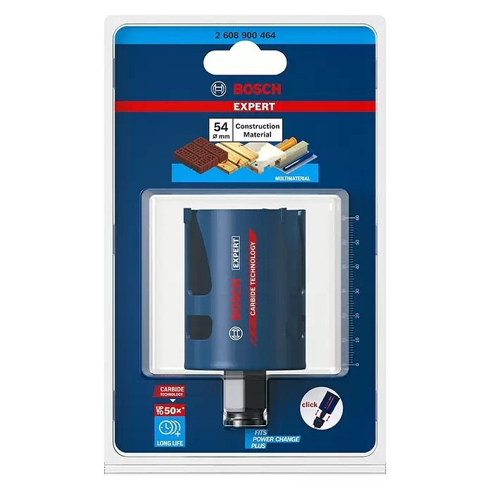 Bosch Professional Expert Sierra de corona Construction Material - Diámetro: 54 mm, Carburo de tungsteno - Vista frontal