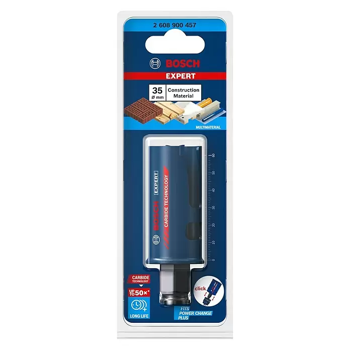 Bosch Professional Expert Sierra de corona Construction Material - Diámetro: 35 mm, Carburo de tungsteno - Vista frontal