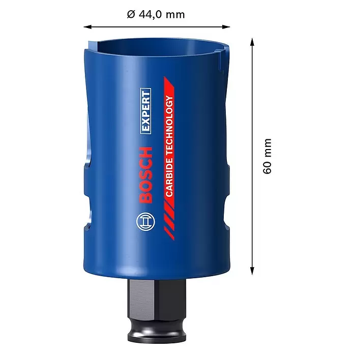 Bosch Professional Expert Sierra de corona Construction Material - Diámetro: 44 mm, Carburo de tungsteno - Dibujo técnico