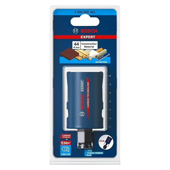Bosch Professional Expert Sierra de corona Construction Material - Diámetro: 44 mm, Carburo de tungsteno - Vista frontal