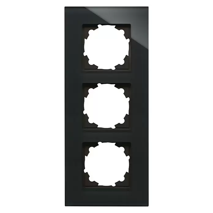 Voltomat Verona Glas-Abdeckrahmen - Schwarz, 3-fach, Glas, Unterputz - Vorderansicht