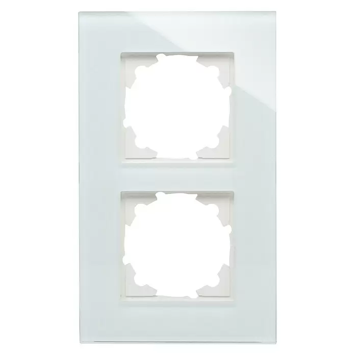 Voltomat Verona Glas-Abdeckrahmen - Weiß/Mint, 2-fach, Glas, Unterputz - Vorderansicht