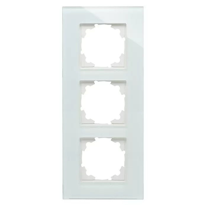 Voltomat Verona Glas-Abdeckrahmen - Weiß/Mint, 3-fach, Glas, Unterputz - Vorderansicht